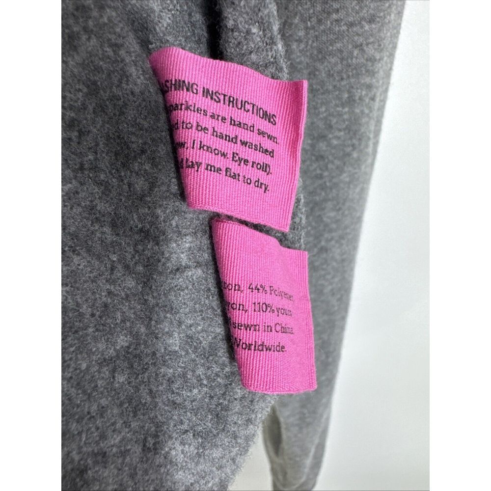 Bow & Drape Say You'll Be Wine Sequin Gray Raglan Sweatshirt S - Picture 11 of 11